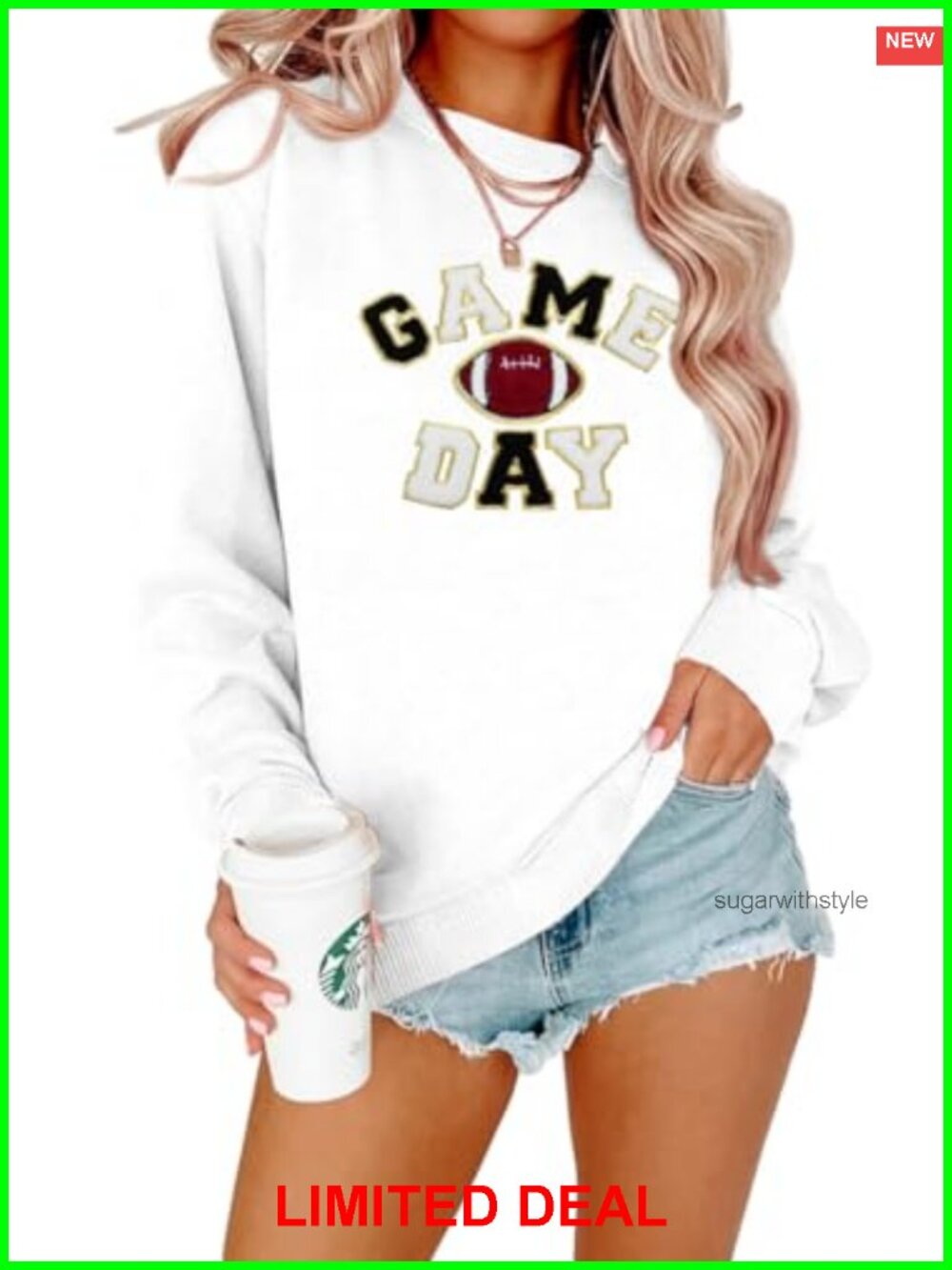 Sunday Funday Football Graphic Sweatshirt Crew Neck Pullover Game Day